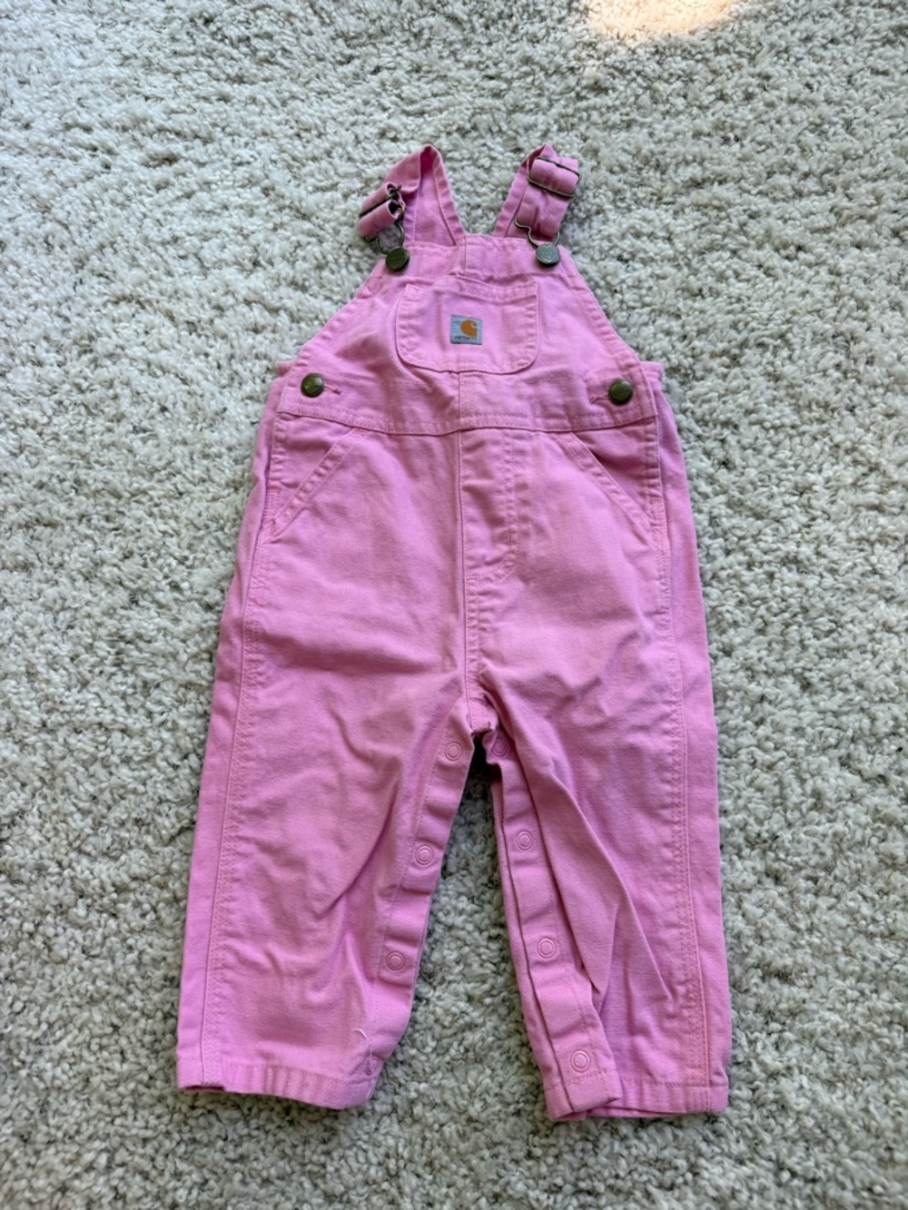 Carhartt Pink Girls' Overalls - Cotton Snap-Leg Dungarees